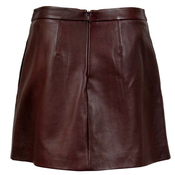 Vince Maroon Genuine Leather Skirt | Size 10 - Picture 3 of 5